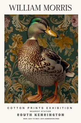 William Morris Duck Vintage Floral Cotton Exhibition Prints Wall Art Poster — 第 1/4 张图片