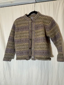 Carroll Reed Sweater sz MED 100% Wool Cardigan Silver metal clasps T31 - Picture 1 of 5