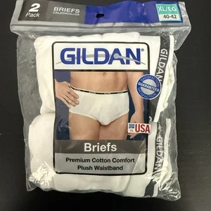 Men's Briefs GILDAN Premium Cotton Comfort Plush Waistband White XL 2 Pack - Picture 1 of 3