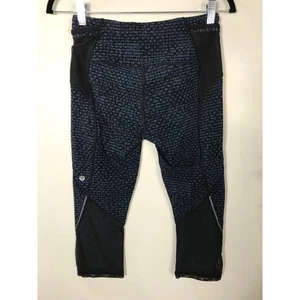 Lululemon Deep Breath Crop Pants Shattered Weave Blue Black Legging 6 / Small - Picture 1 of 14
