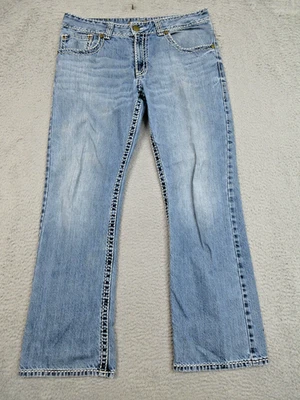 Pantalones de mezclilla Wrangler Rock 47 para hombre 34x31 azul bootcut bolsillos bordados occidentales Foto 1 de 4