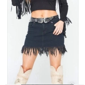 Shyanne Fransen Denim Minirock schwarz Small - Bild 1 von 9