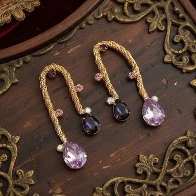 Абстрактные серьги Alexis Bittar стиль золотой цепи веревки ар-деко CZ драгоценный камень богемное - Изображение 1 из 4