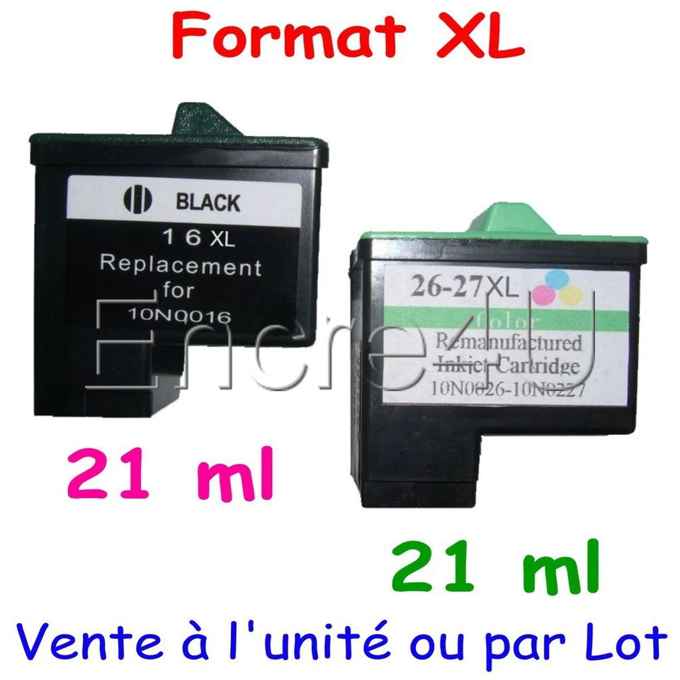 ENCRE4U Cartouches d'encre compatibles Lexmark 16XL 17XL 26XL 27XL : Noir / Couleurs