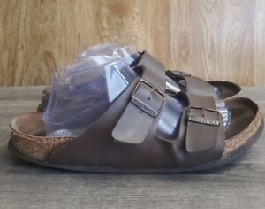 Birkenstock Arizona Brown Leather Slide Sandals Mens Size 44 US 11