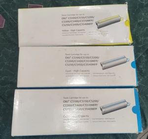 3 cartuchos de tóner cian amarillo de alta capacidad OKI C5100 C5150 C5200....✅ - Imagen 1 de 3