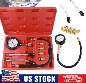 Professional Cylinder Engine Compression Tester Pressure Gauge Test Kit Motor US - Picture 1 of 16