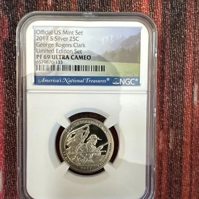 2017-S Silver PF69 ANT George Rogers Clark Quarter Limited Edition NGC - Image 1 of 4