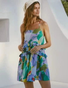 ๐ ANTHROPOLOGIE SZ XL SLEEVELESS RUFFLED SEASIDE MINI DRESS COVER UP NEW - Picture 1 of 3