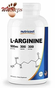 Nutricost L-Arginine 500mg, 300 Capsules - Gluten Free and Non-GMO - Picture 1 of 7