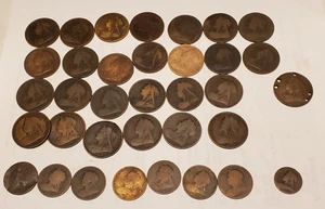 Lot Queen Victoria Great Britain Large Pennies and half pennies later years - Picture 1 of 23