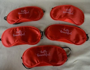 5 New Red Satin Fabric Sleep Mask 'Hello Beautiful' Party Favor or Swag Bag Item - Picture 1 of 7