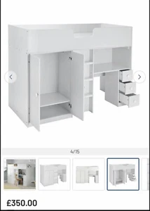 Kids beds/ Wooden High Sleeper- White - Picture 1 of 5