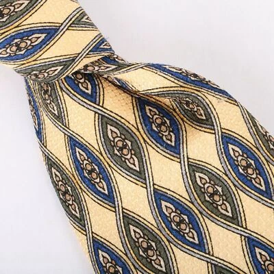 Club Room Silk Necktie Yellow Green Blue Oval Weave - Image 1 of 4