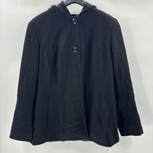 Croft & Barrow Women’s Wool Blend Hooded Winter Jacket Black Size M - Picture 1 of 3