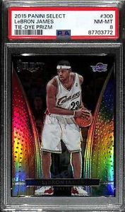 2015-16 Select Prizms Tie Dye Refractor 300 LeBron James Courtside 7/25 PSA 8 - Imagen 1 de 2