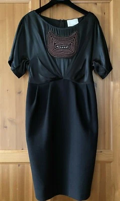 VESTIDO DE FIESTA 3.1 PHILLIP LIM JOYA ADORNADO MEZCLA DE LANA NEGRO TALLA 6 DE PELÍCULA Foto 1 de 4