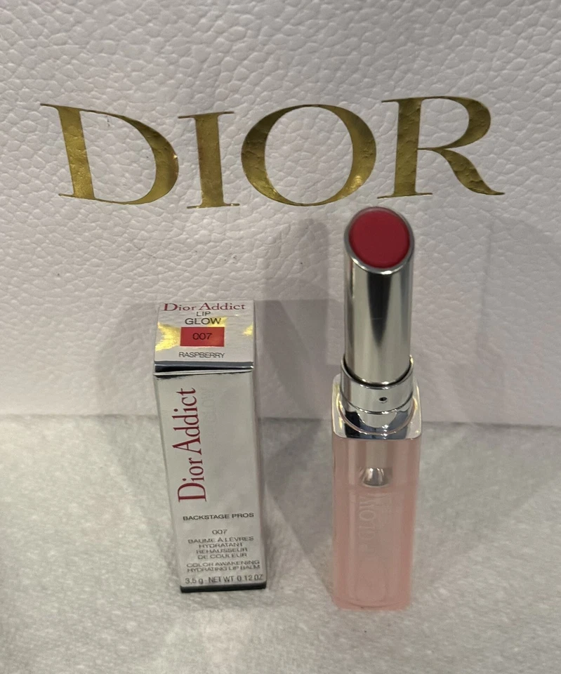 DIOR ADDICT LIP GLOW 007 RASPBERRY (0.12 盎司/3.5 克) 全尺寸 全新带盒 + 1 免费样品 — 第 1/1 张图片