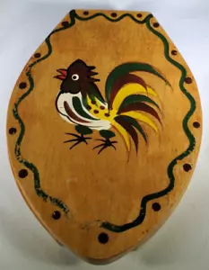 Pressa per hamburger vintage in legno con gallo - dipinta a mano in Giappone - Foto 1 di 4