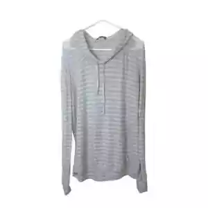 Brandy Melville Blue White Striped Lightweight Hoodie One Size - Picture 1 of 4