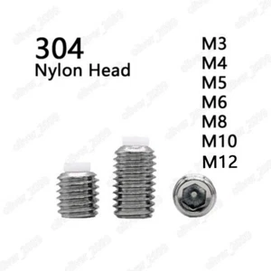 304 Stainless Steel Hexagon Socket Set Screw With Nylon Dog Point M3 M4 M5-M12 - Picture 1 of 6