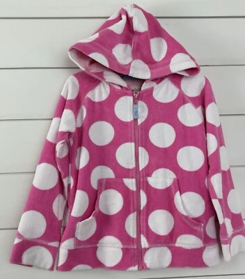 Niñas MINI SUELO Talla 5 6y Sudadera con Capucha Chaqueta Rosa Blanco Lunares Toalla Terrycloth Foto 1 de 4