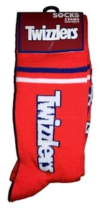Twizzlers Odd Sox Crew Socks 2 Pair Men 8-12 W 9-13 Red Blue w Logo Chewy Candy - Picture 1 of 9
