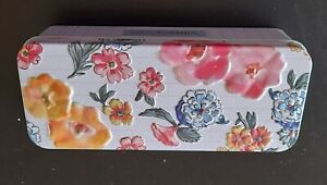 Vintage & Co Empty Tin Floral Design Embossed Details Flowers Colourful Bright