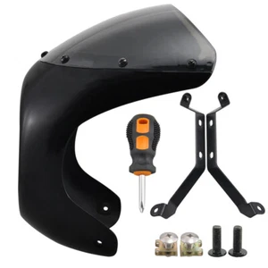 7" ABS Black Motorcycle Headlight Cover Fairing Windshield For Retro Cafe Racer - Foto 1 di 11