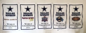 Complete Set Dallas Cowboys NFL Super Bowl Champions 5 Banners/Flags 3’x5’ - Picture 1 of 8