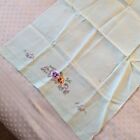 Vintage Hand Embroidered Flowers Pansy Tray Cloth Chair Back Cotton