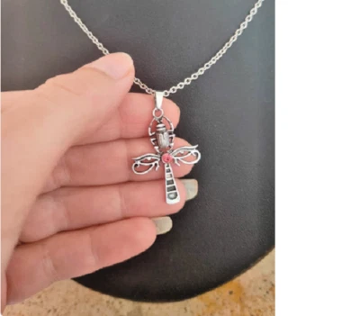 CRUZ EGIPCIA ANKH ESCARABAJO OJO HORUS Dije 20" Cadena Plata Esterlina 925 Mujer - Imagen 1 de 4