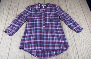Camisa de franela púrpura Matilda Jane Millie todo el día para mujer XS a cuadros con volantes - Imagen 1 de 14