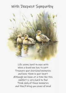 NEW With Deepest Sympathy A5 CARD Sympathy Condolences Berievement Ducklings - Picture 1 of 2