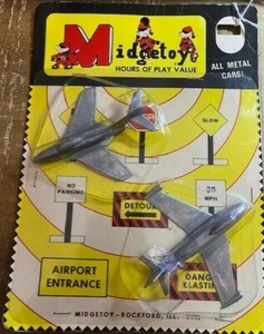 Antique Vintage MIDGETOY Diecast Metal Airport Navy AirForce Blister Pack - Picture 1 of 3