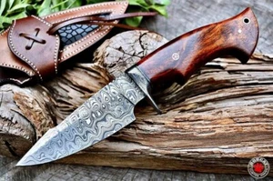 Handmade Damascus Steel Hunting Knife, 10" Survival Knife with Leather Sheath - Picture 1 of 6