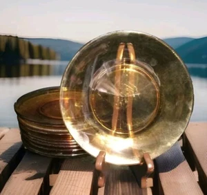 Plato de postre ámbar 10 Vereco Francia 7,5” de diámetro vintage 1”H - Imagen 1 de 5