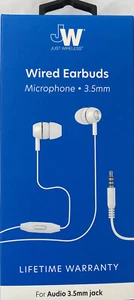JW Just Auriculares con Cable Inalámbricos Micrófono 3,5 mm Jack Blanco Totalmente Nuevos - Imagen 1 de 2