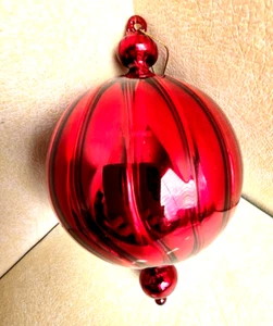 Lot of 2 Red Handblown Glass Christmas Ornament 7" Tall - Picture 1 of 3