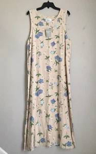 Christopher & Banks Linen Maxi Dress Women Large Floral Button Side Slit NWT VTG - Picture 1 of 14