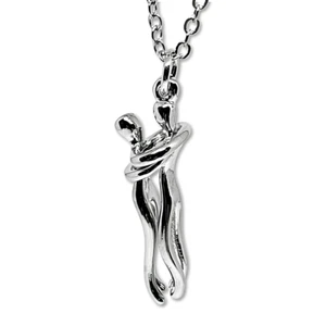 Hugging Pendant Necklace Lovers Kissing Embrace Anniversary Valentine Jewellery - Picture 1 of 11