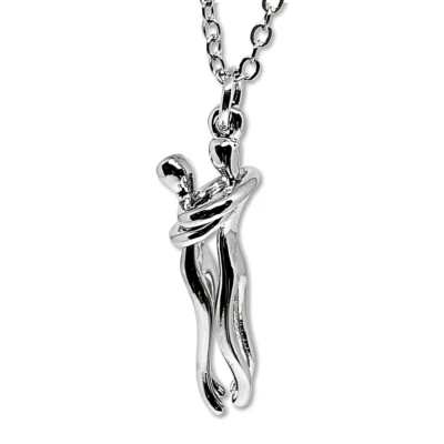 ECLECTIC SHOP UK LTD ® Abrazo Parejas Collar Colgante Amantes Abrazo Beso Cadena Rolo Unisex Joyería