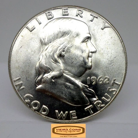 1962 Franklin Half Dollar, 90% Silver, AU / Uncirculated - #C29981NQ Cover