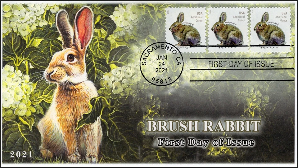 21-063, 2021,Brush Rabbit, First Day Cover, Sacramento CA, SC 5544, Booklet - Image 1 of 1