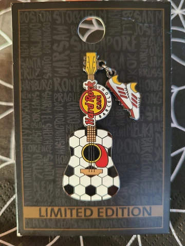 Vintage Barcelona Guitar Tenis Soccer Shoes Hard Rock Cafe Pin Brooch Collectors Cover