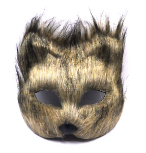 Mask Faux Fur Mixed Tan & Black Neutral Plastic Base Elastic Cat or Dog NOS