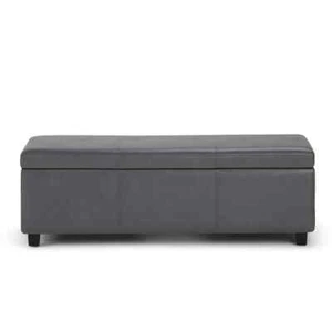 Avalon 48 in. Wide Contemporary Rectangle Storage Ottoman Bench in Stone Grey Ve - Picture 1 of 8