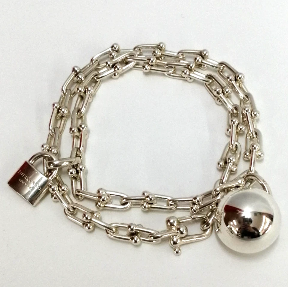 Tiffany & Co Hardwear Small Link Wrap Lock & Ball Charm Bracelet Sterling Silver - Image 1 of 4
