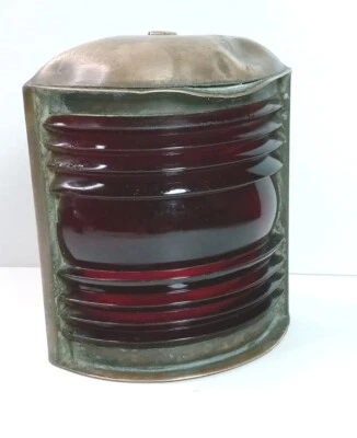 Faroles antiguos barcos náuticos latón rojo vidrio acanalado barco lámpara luz 5" pulgadas Foto 1 de 4