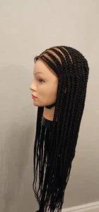 Braided Wig, Full Frontal Center Part Cornrow Wig, 32" Box Braids READY TO SHIP. - Picture 1 of 7